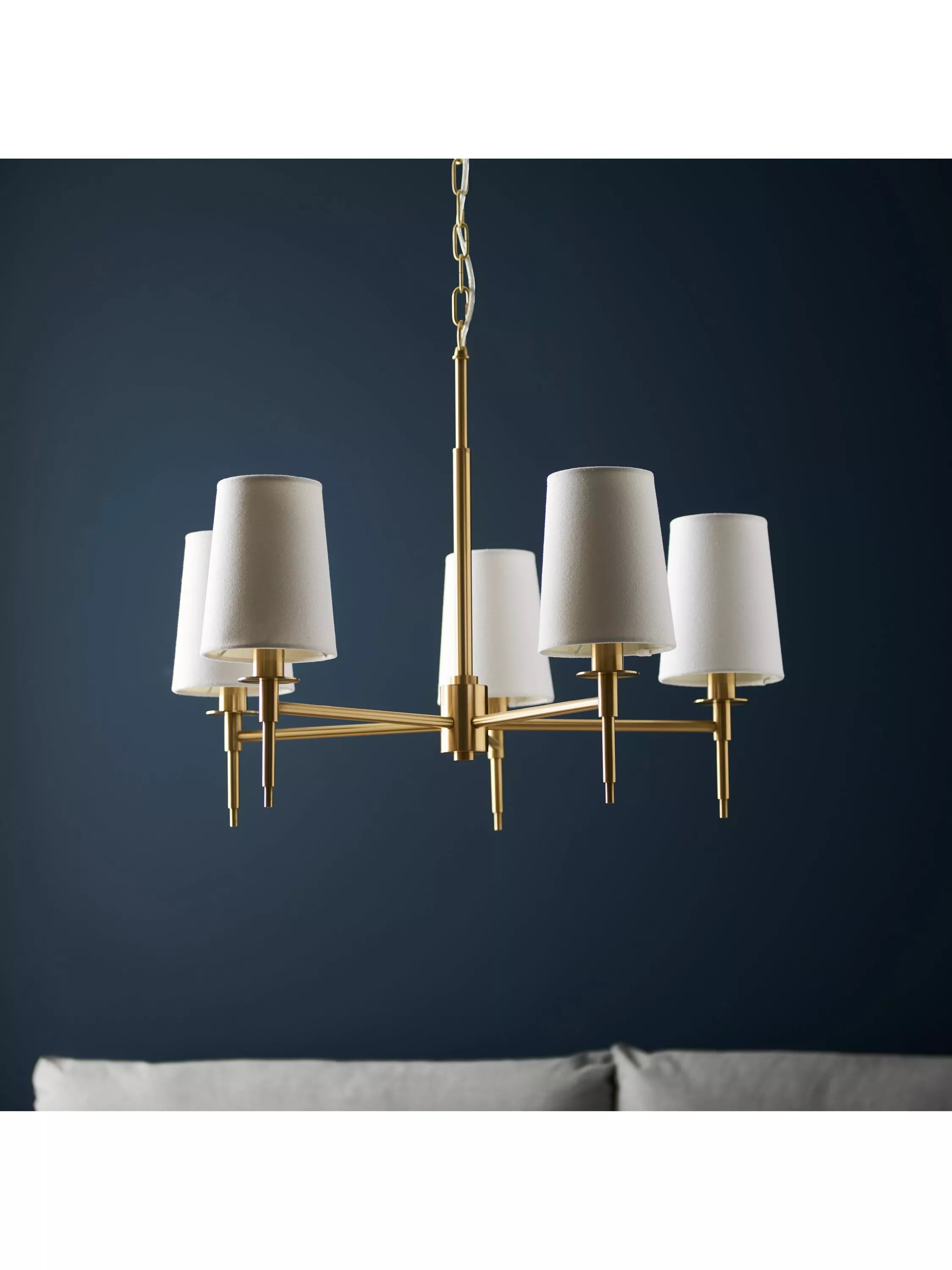 Bay Lighting Louis 5 arm ceiling light metallic brass, UK version