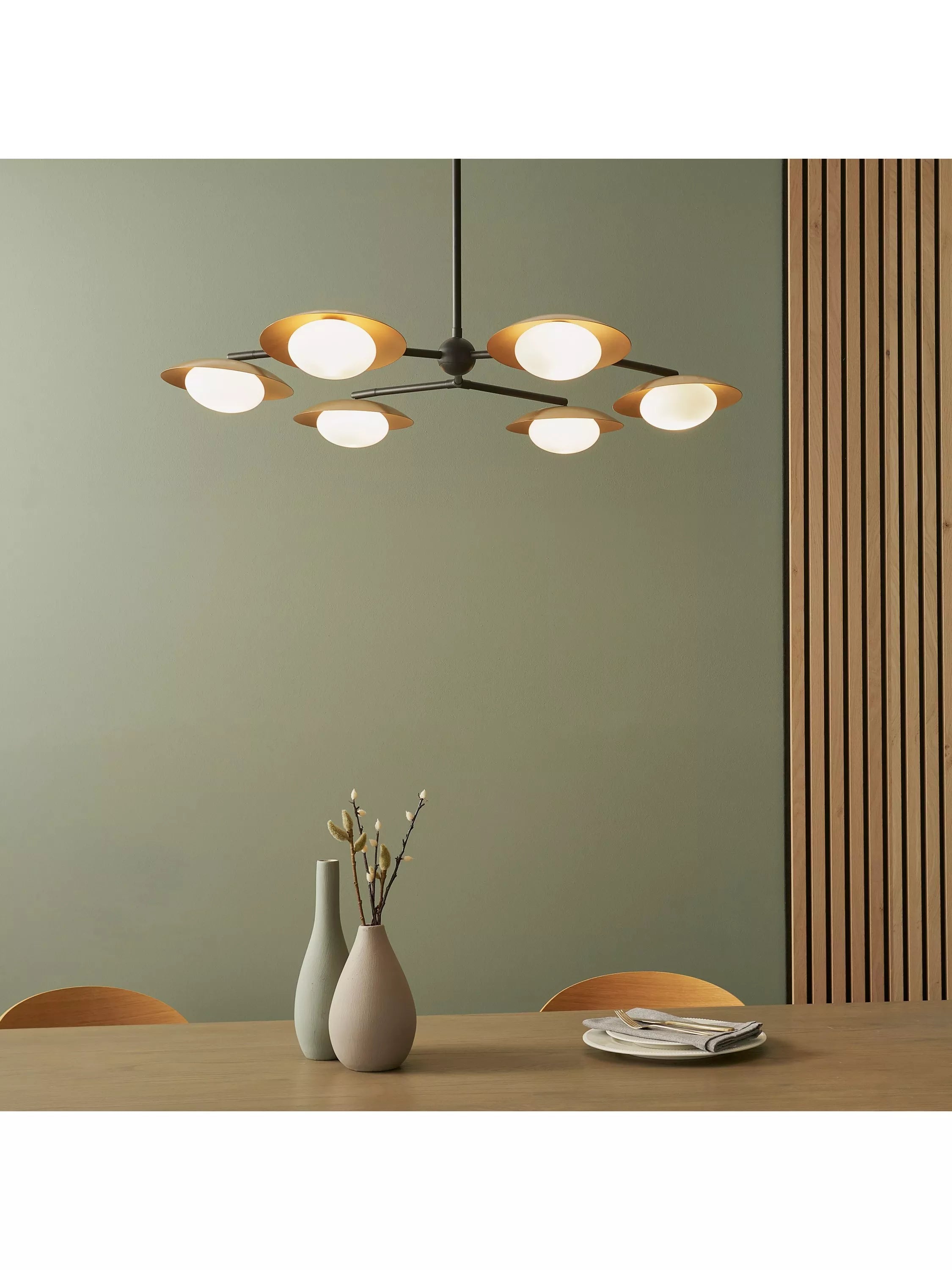 Bay Lighting Rajka bronze six-arm ceiling light (British brand)