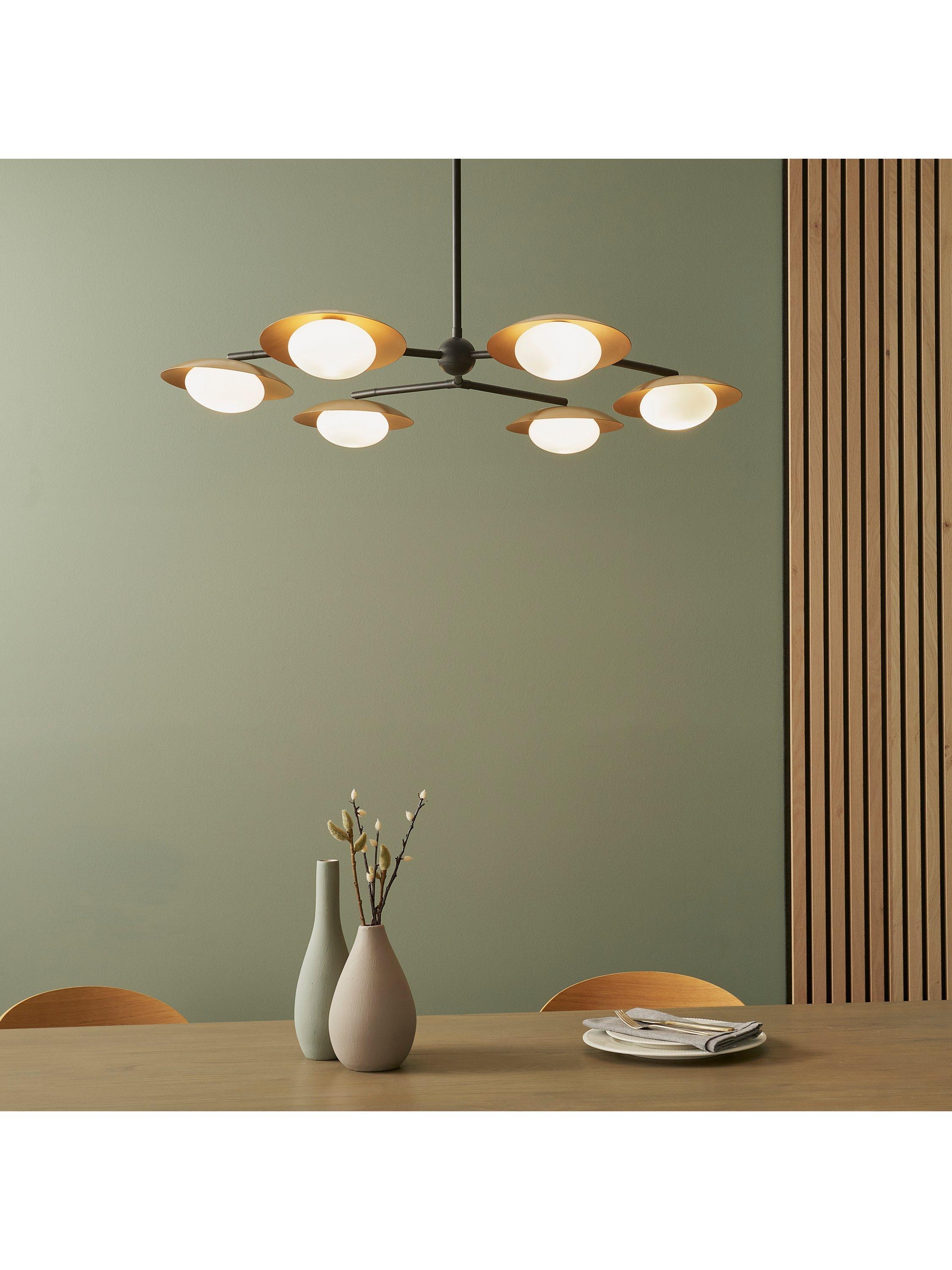 Bay Lighting Rajka bronze six-arm ceiling light (British brand)