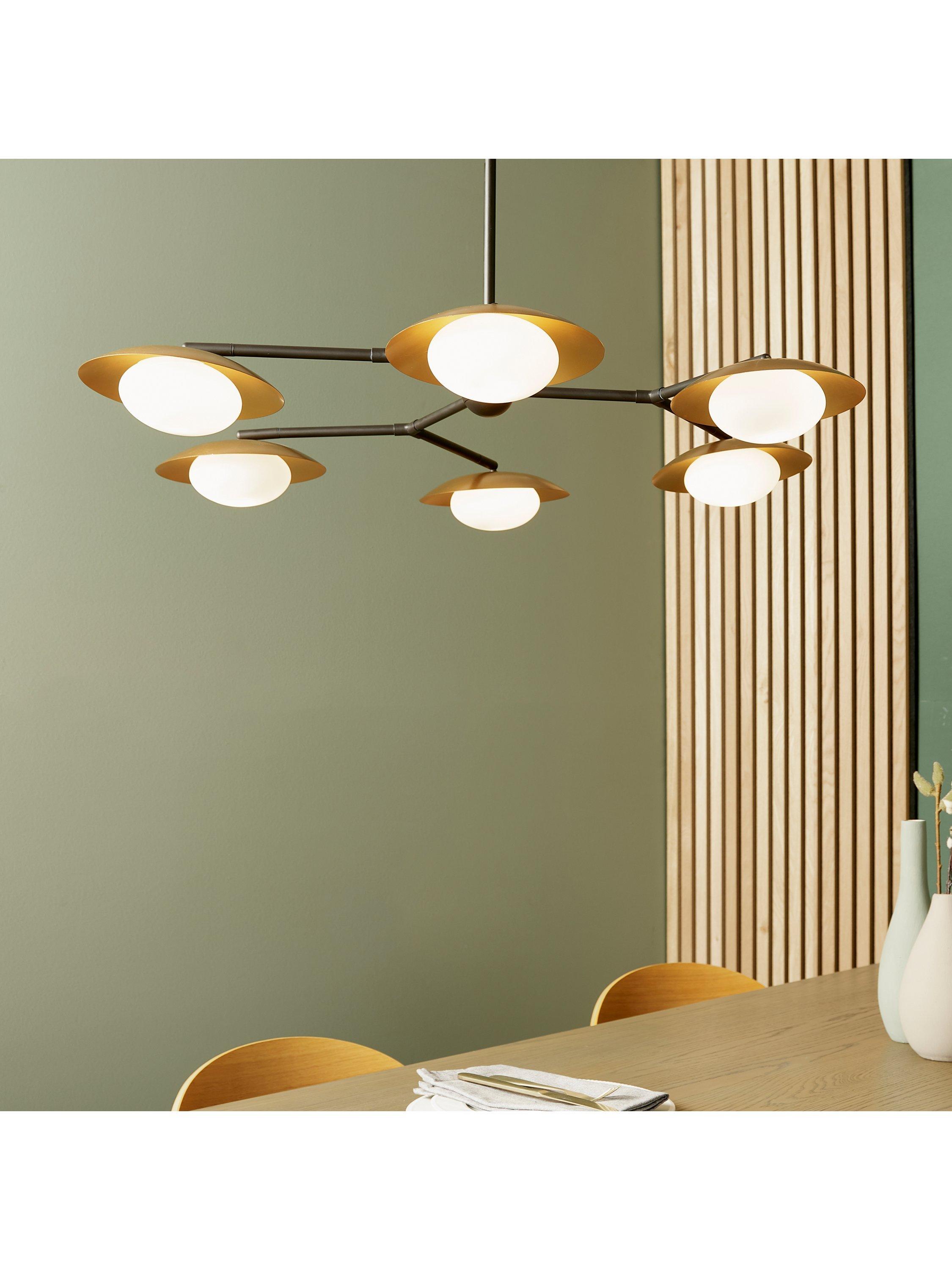 Bay Lighting Rajka bronze six-arm ceiling light (British brand)