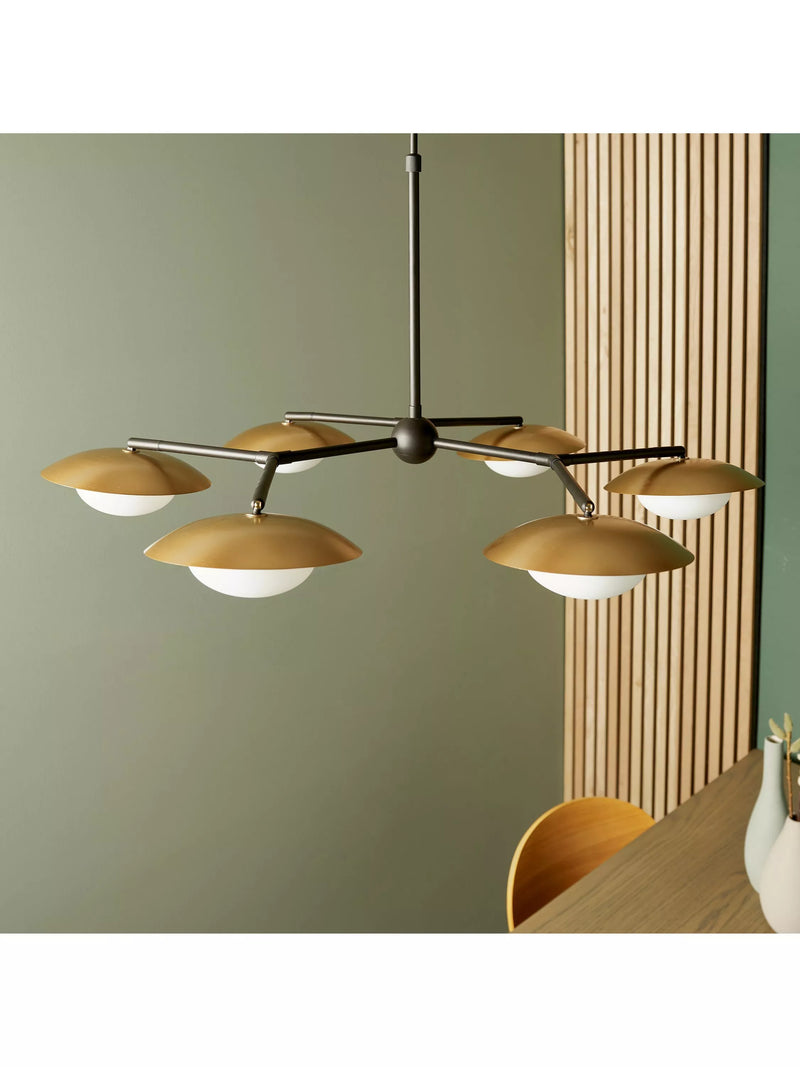 Bay Lighting Rajka bronze six-arm ceiling light (British brand)