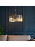 Bay Lighting Rika pendant light ribbed glass brass effect, UK version