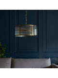 Bay Lighting Rika pendant light ribbed glass brass effect, UK version