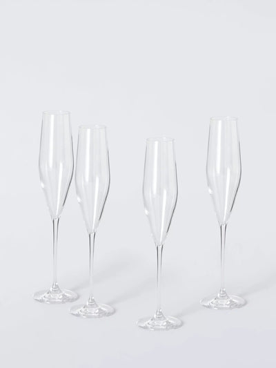 John Lewis John Lewis Swan Crystal Glass Champagne Flute Set of 4 190ml- Buy online at McGrocer