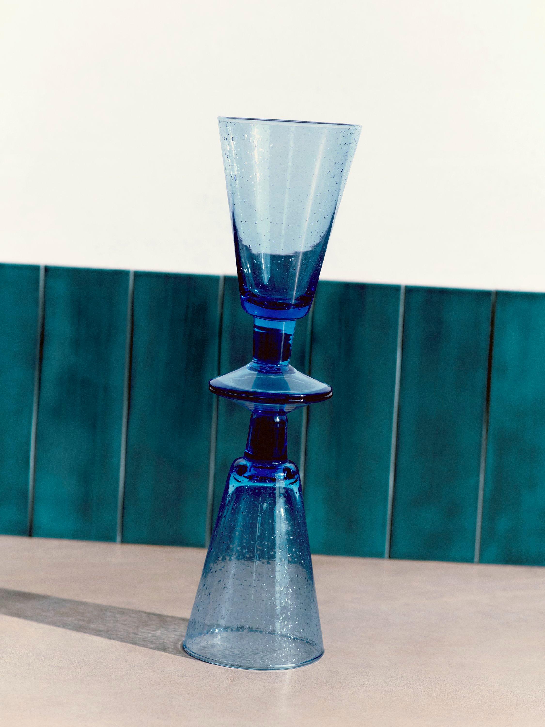 John Lewis Coastal blue wine glass 240ml, UK version