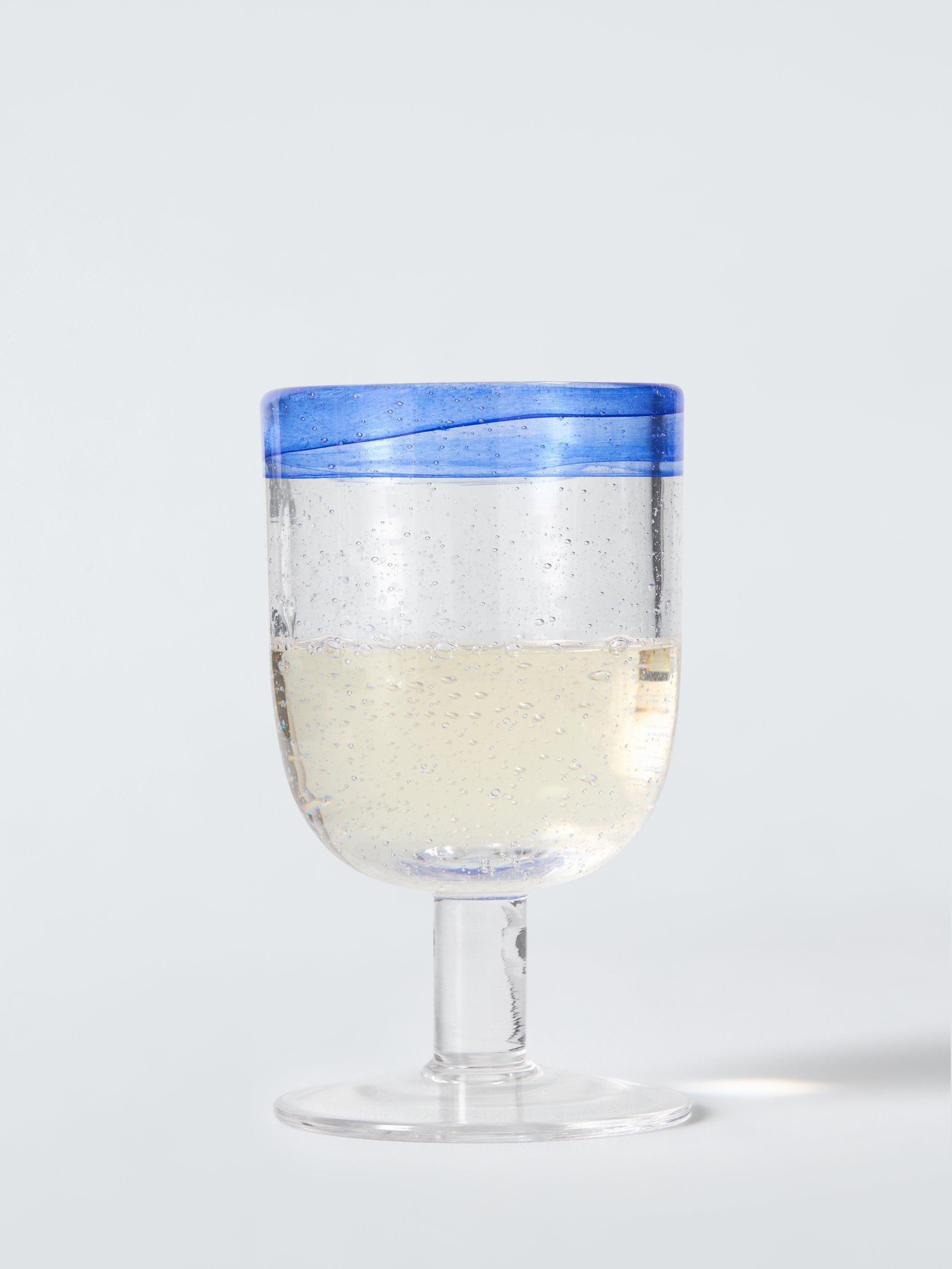 John Lewis blue bubble colour rim wine glass 260ml (British brand)