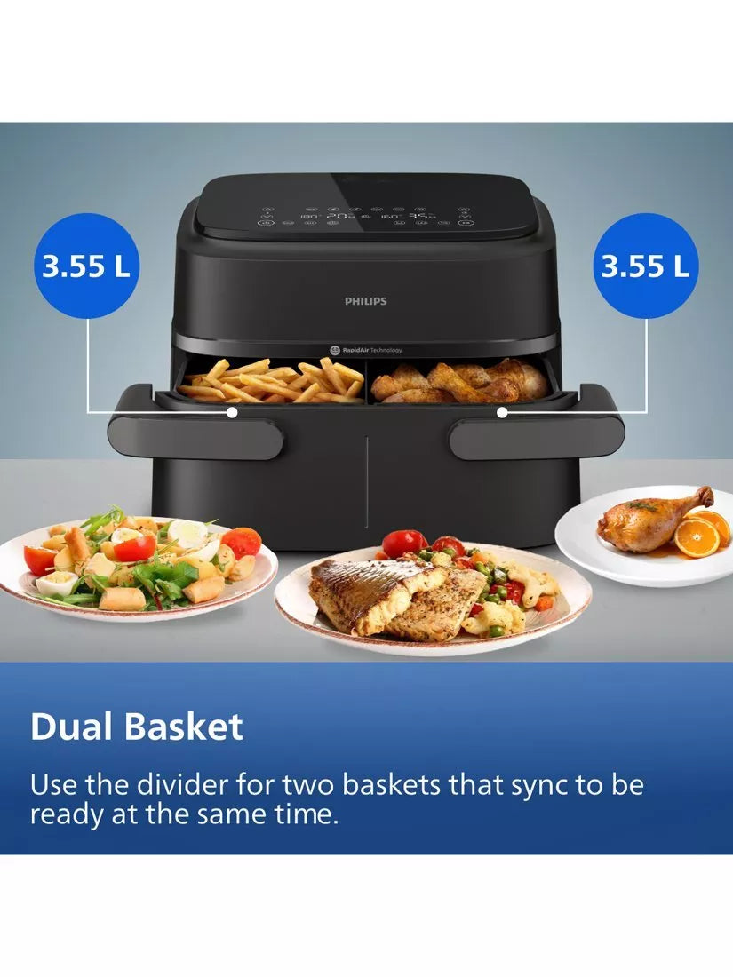 Philips Dual Basket Air Fryer 7.1L NA150/09, UK version
