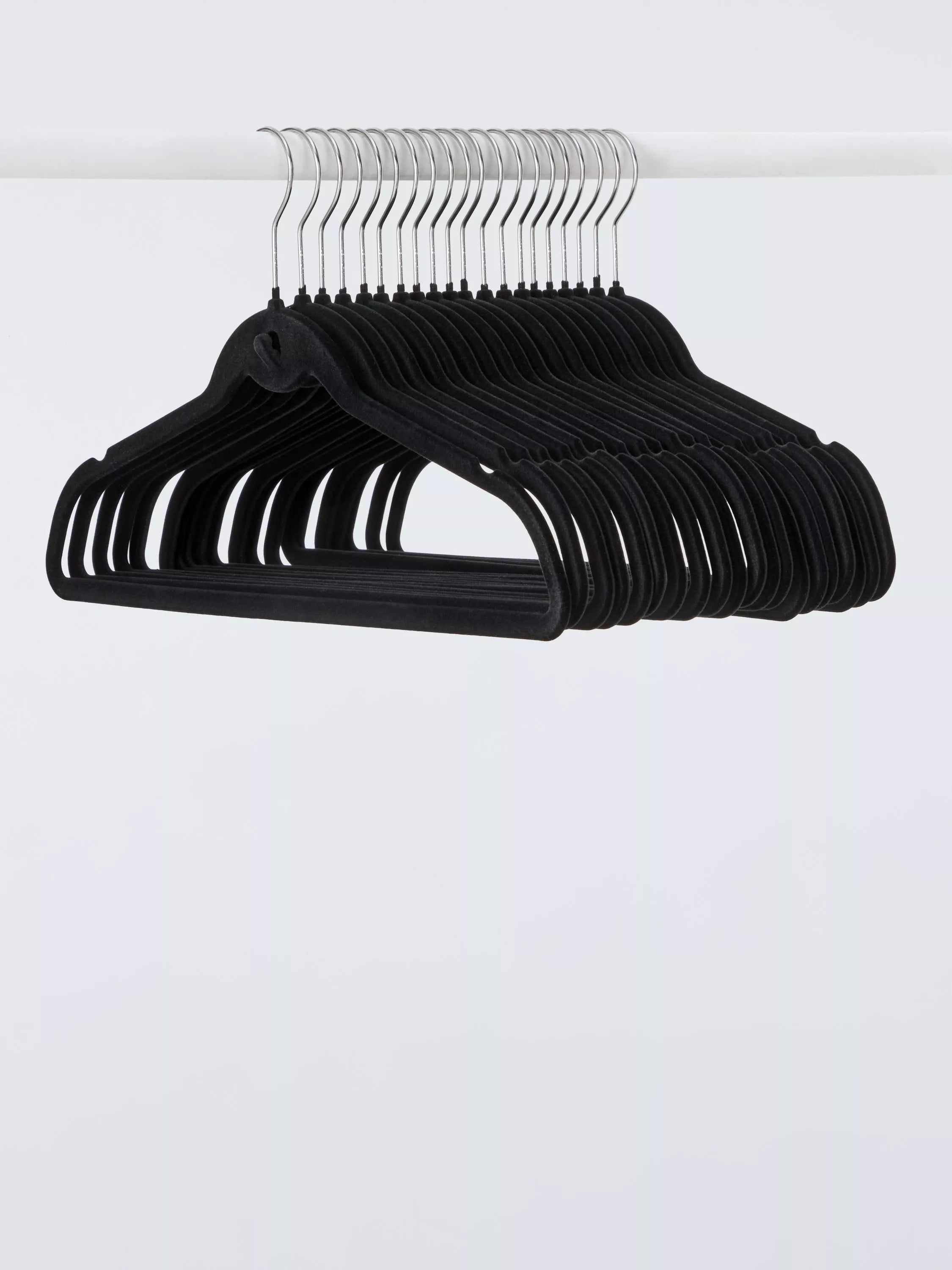 John Lewis flocked hangers pack of 20 black, imported from the UK