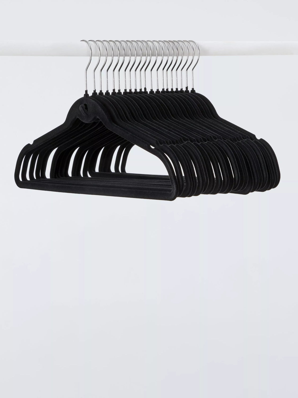John Lewis flocked hangers pack of 20 black, imported from the UK