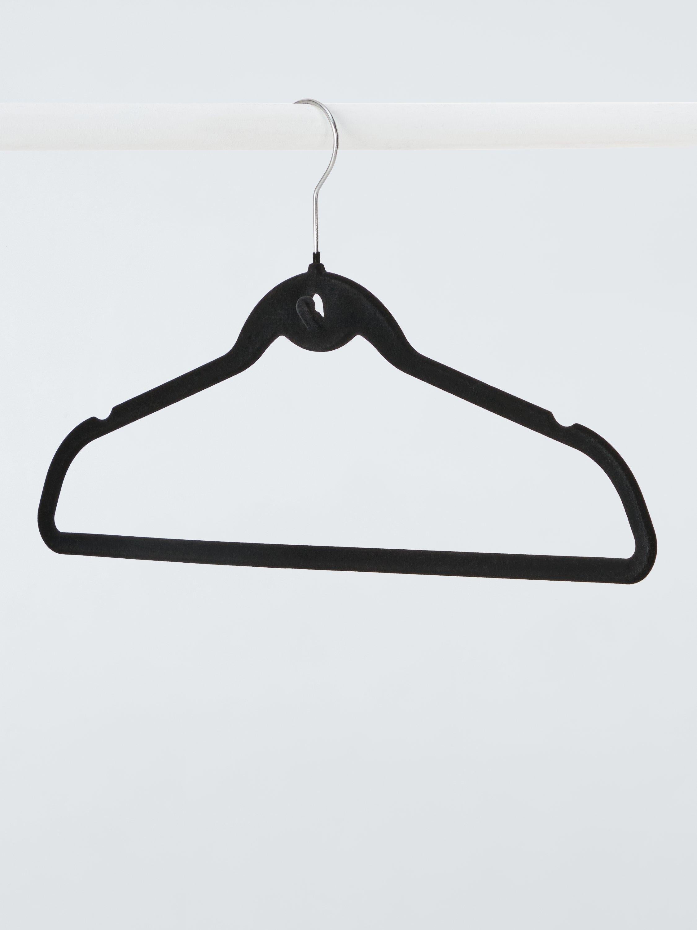 John Lewis flocked hangers pack of 20 black, imported from the UK