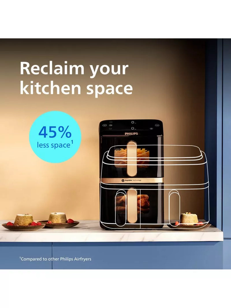 Philips stacked dual basket air fryer 10L (British brand)