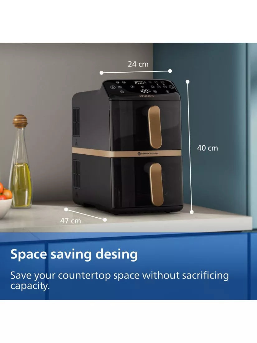 Philips stacked dual basket air fryer 10L (British brand)