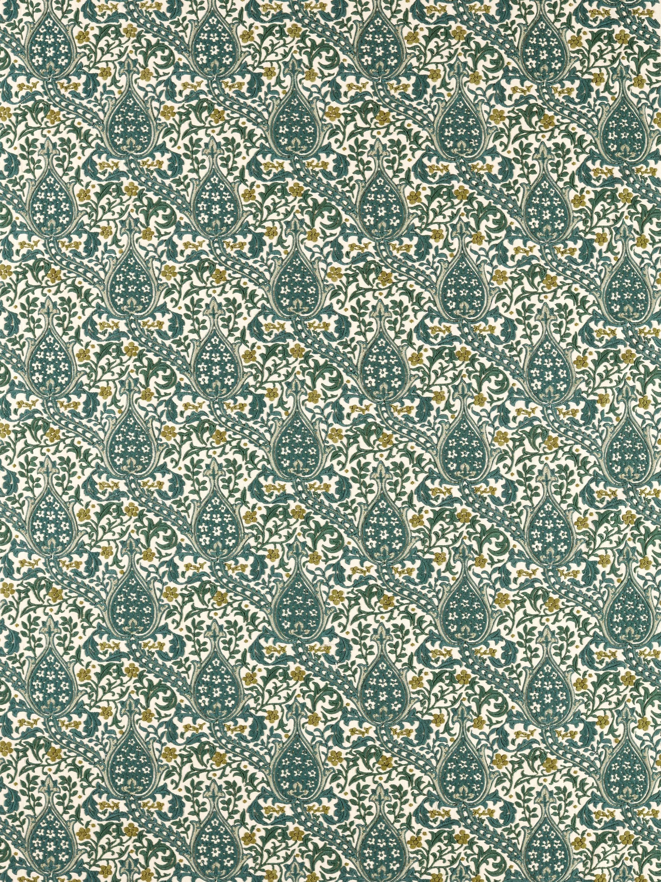 Morris & Co Persian Tulip embroidery furnishing fabric - British product