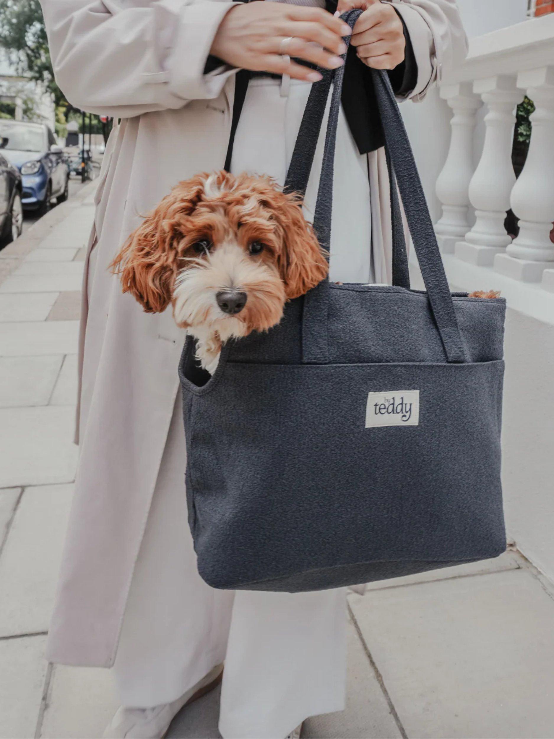 By Teddy Bouclé Dog Carrier Blue Navy, imported from the UK