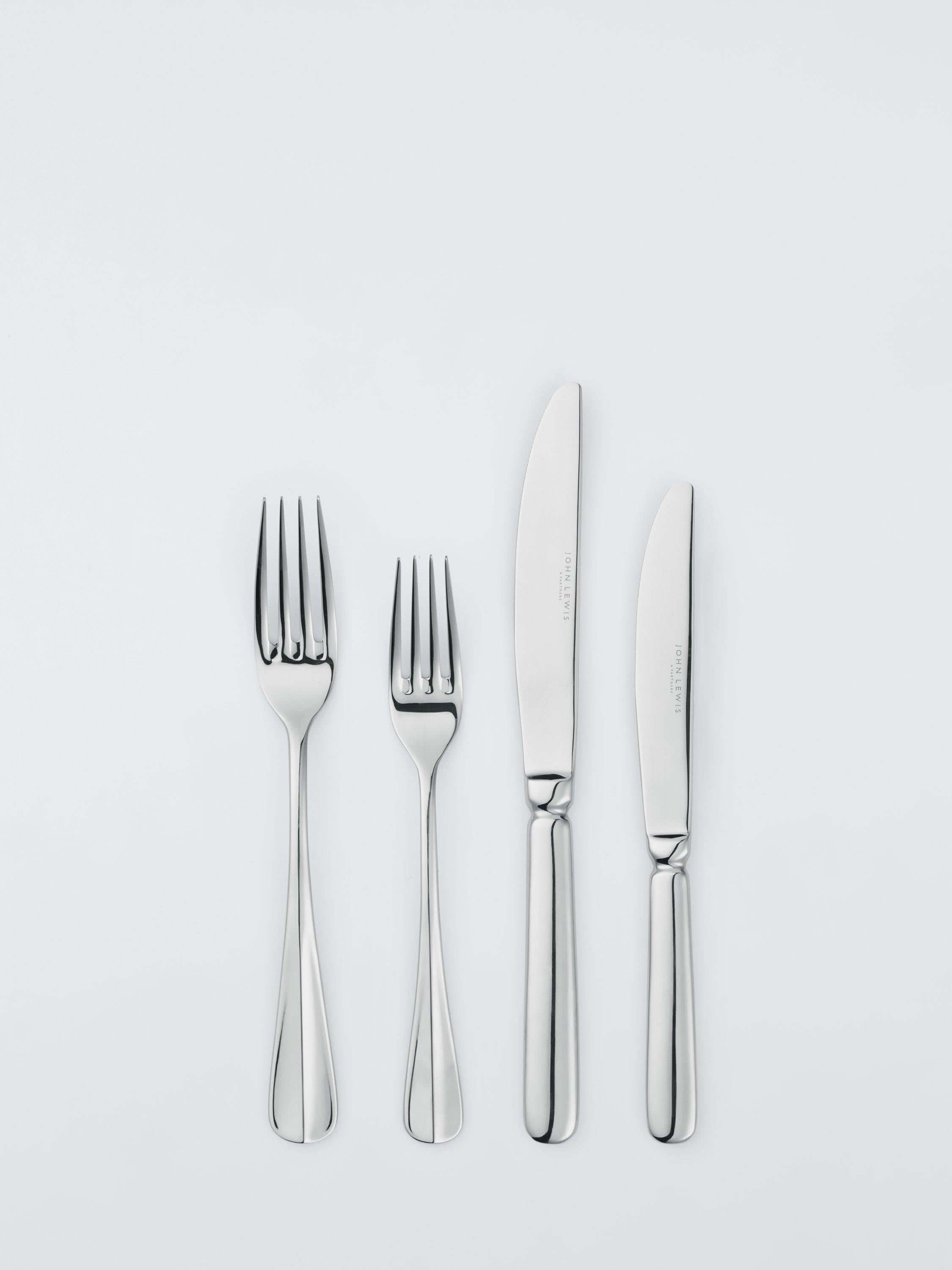 John Lewis Baguette stainless steel cutlery set 44pc, imported from the UK