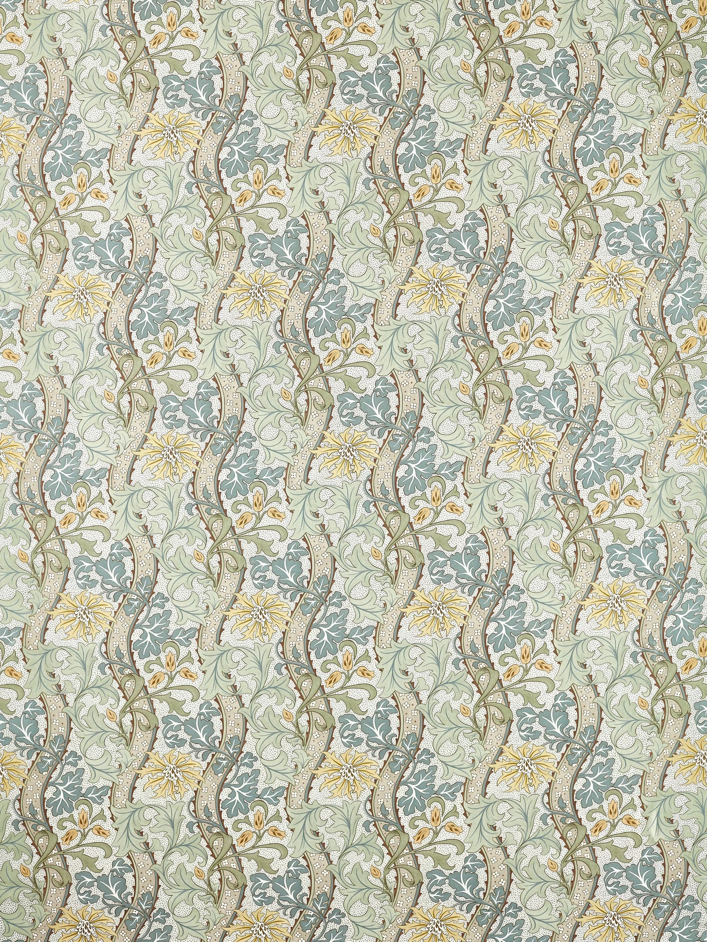 Morris & Co Cornflower furnishing fabric on hemp cloth - British product