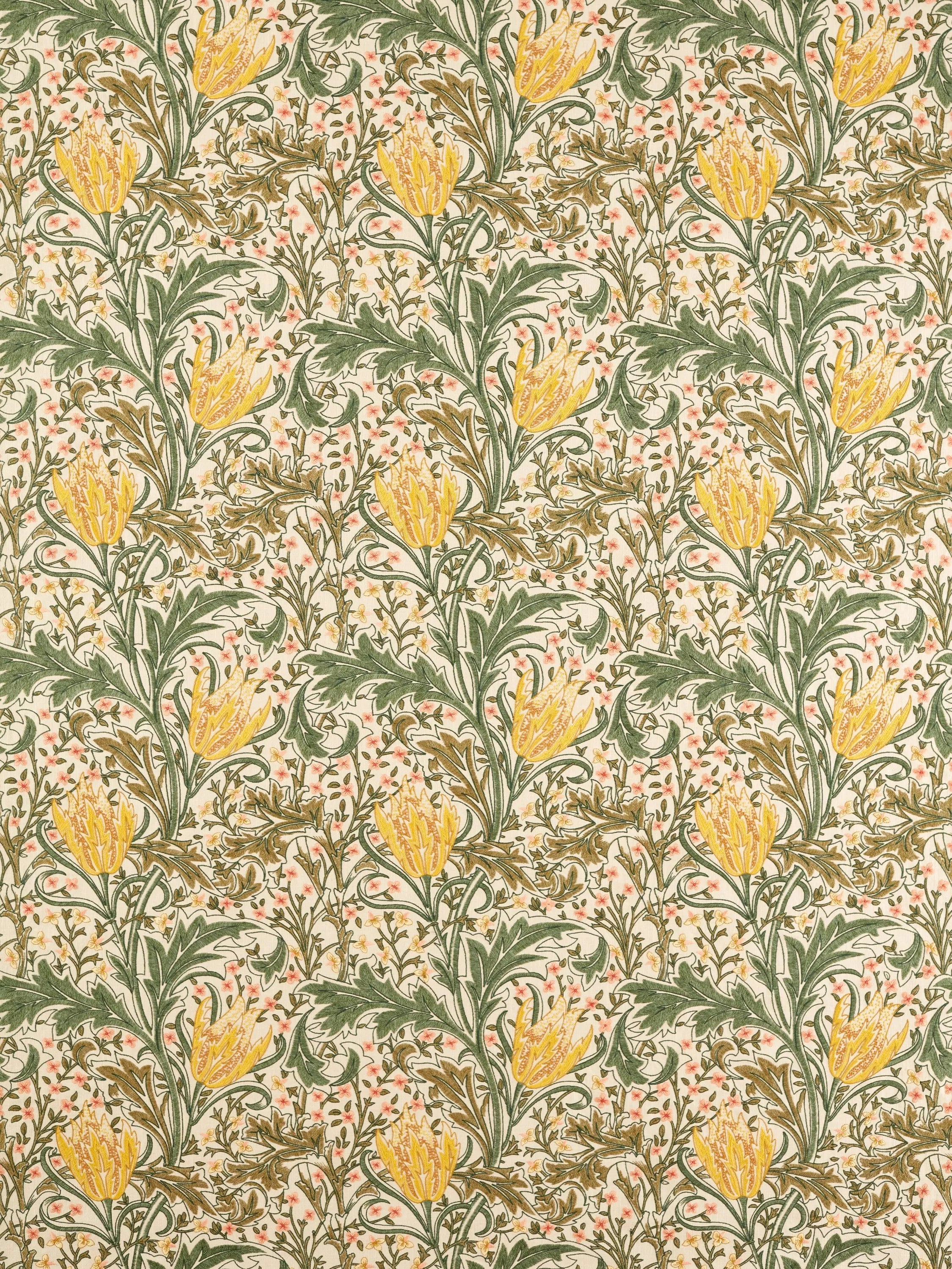 Morris & Co. Lent Lily embroidery furnishing fabric 136cm, UK version