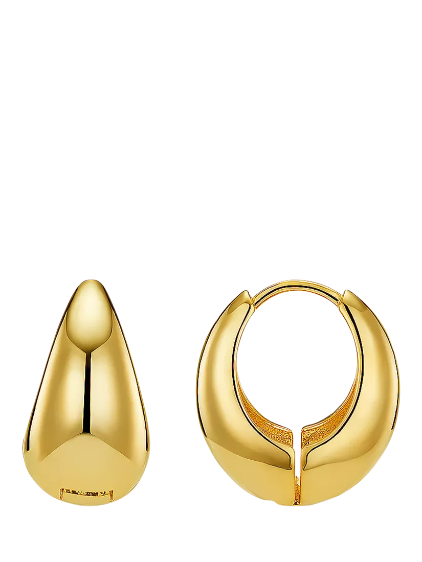 Orelia polished taper hoop earrings pale gold 15mm - British product