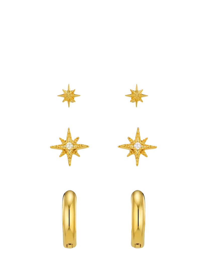 Orelia earrings starburst and micro hoop pack of 6 - British product