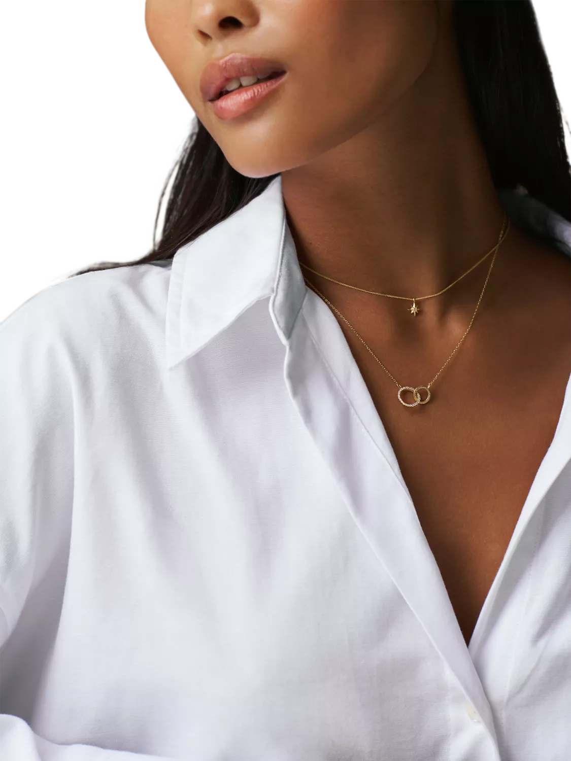 Orelia LUXE crystal open circle necklace pale gold - British product