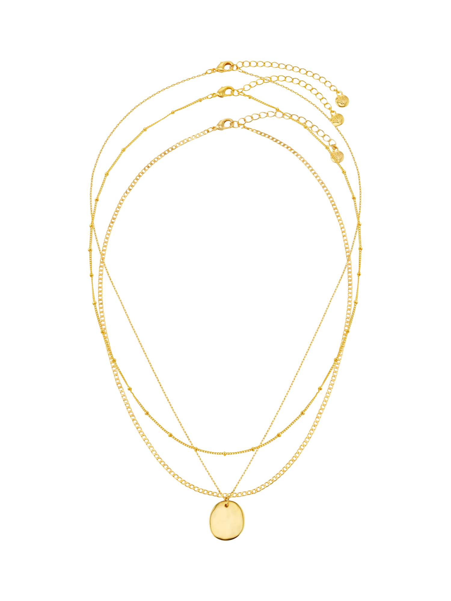 Orelia gold plated layered three-row necklace set, imported from the UK