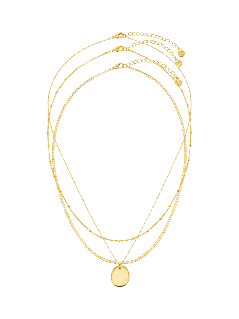 Orelia gold plated layered three-row necklace set, imported from the UK