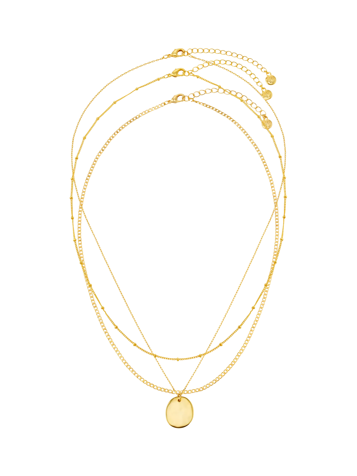 Orelia gold plated layered three-row necklace set, imported from the UK
