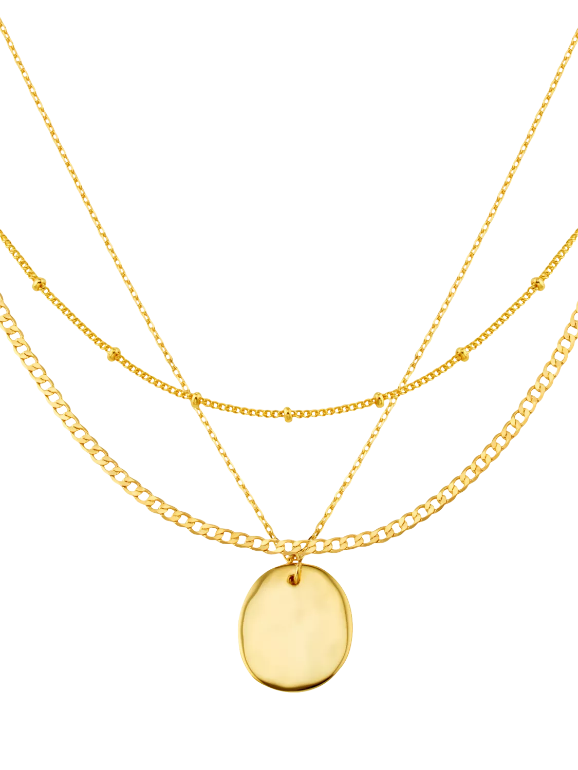 Orelia gold plated layered three-row necklace set, imported from the UK