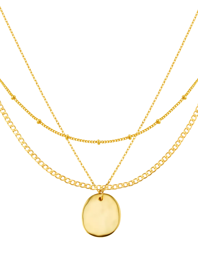 Orelia gold plated layered three-row necklace set, imported from the UK