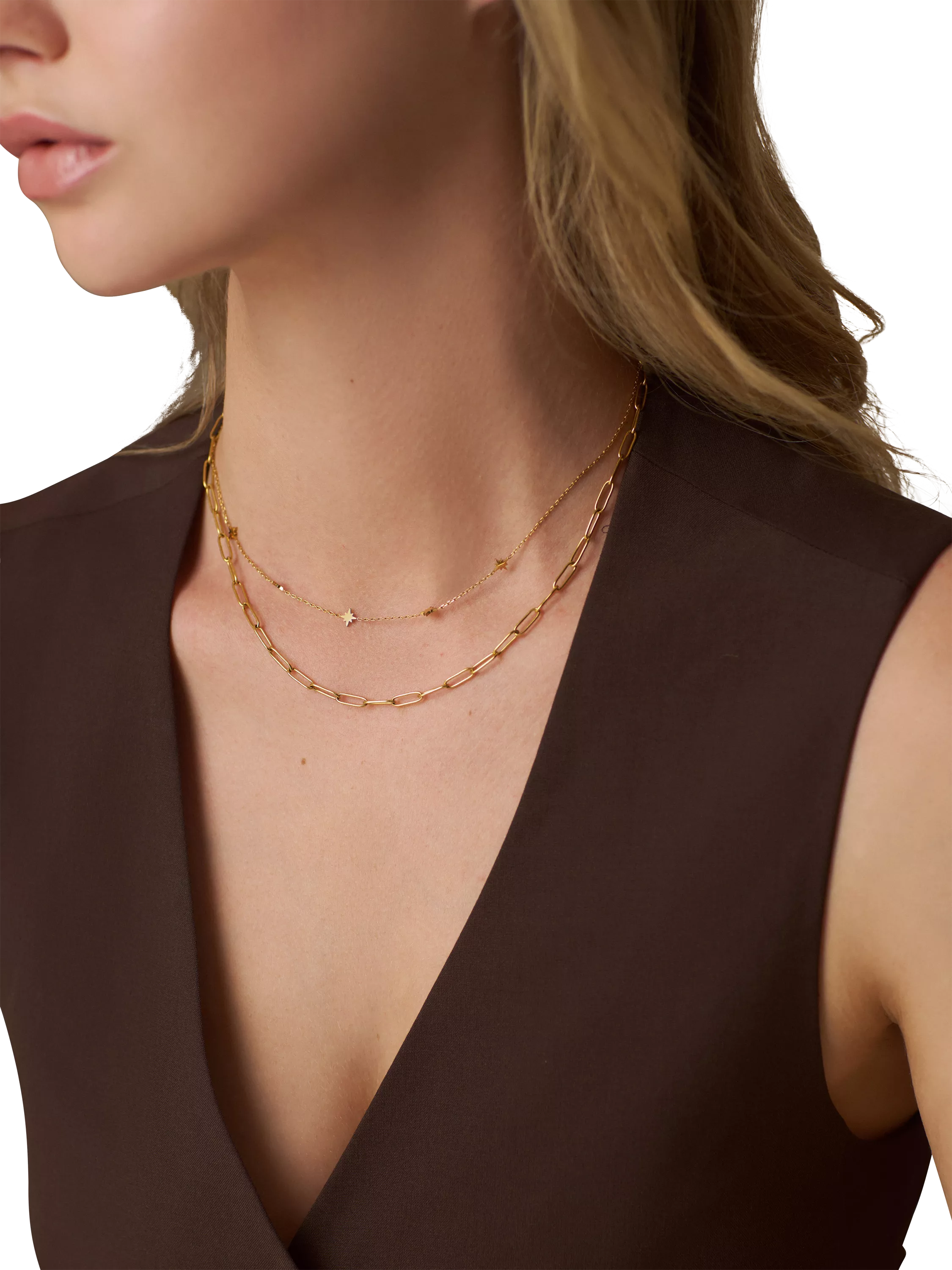 Orelia LUXE mini starburst necklace 40cm pale gold, imported from the UK