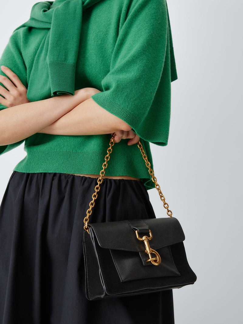 John Lewis leather and suede crossbody bag with chain strap, UK version