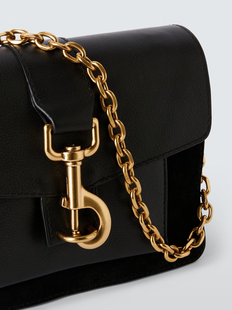 John Lewis leather and suede crossbody bag with chain strap, UK version
