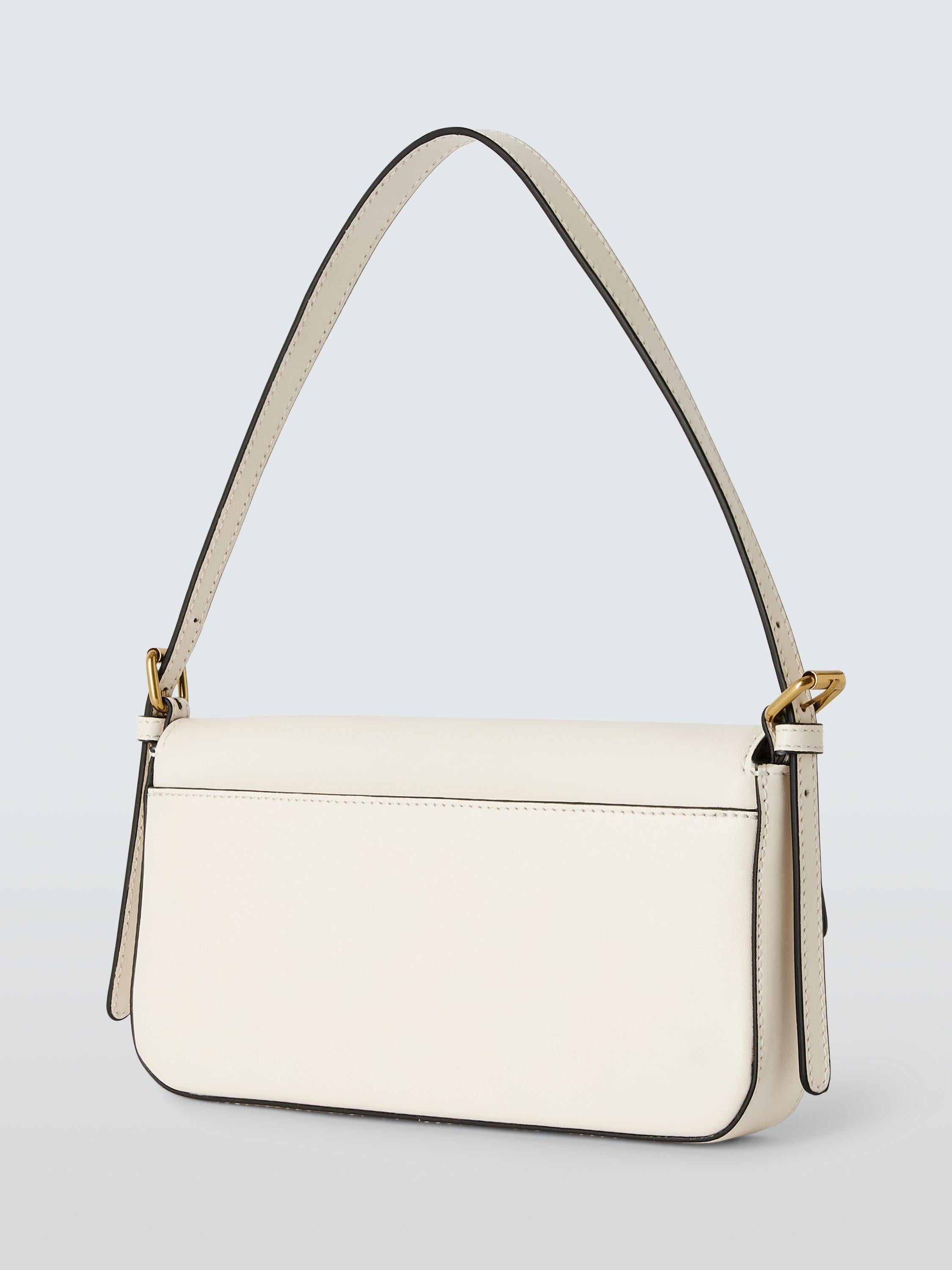 John Lewis Leather Mini Shoulder Bag White, imported from the UK