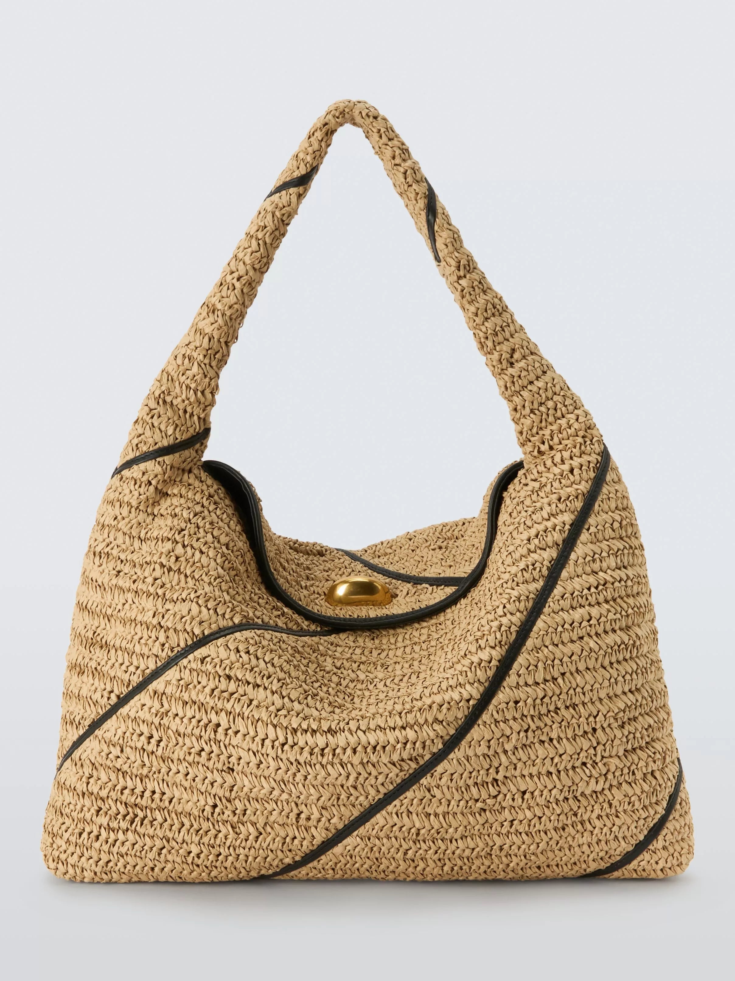 John Lewis intentional raffia tote bag, hobo style, spacious design (British brand)