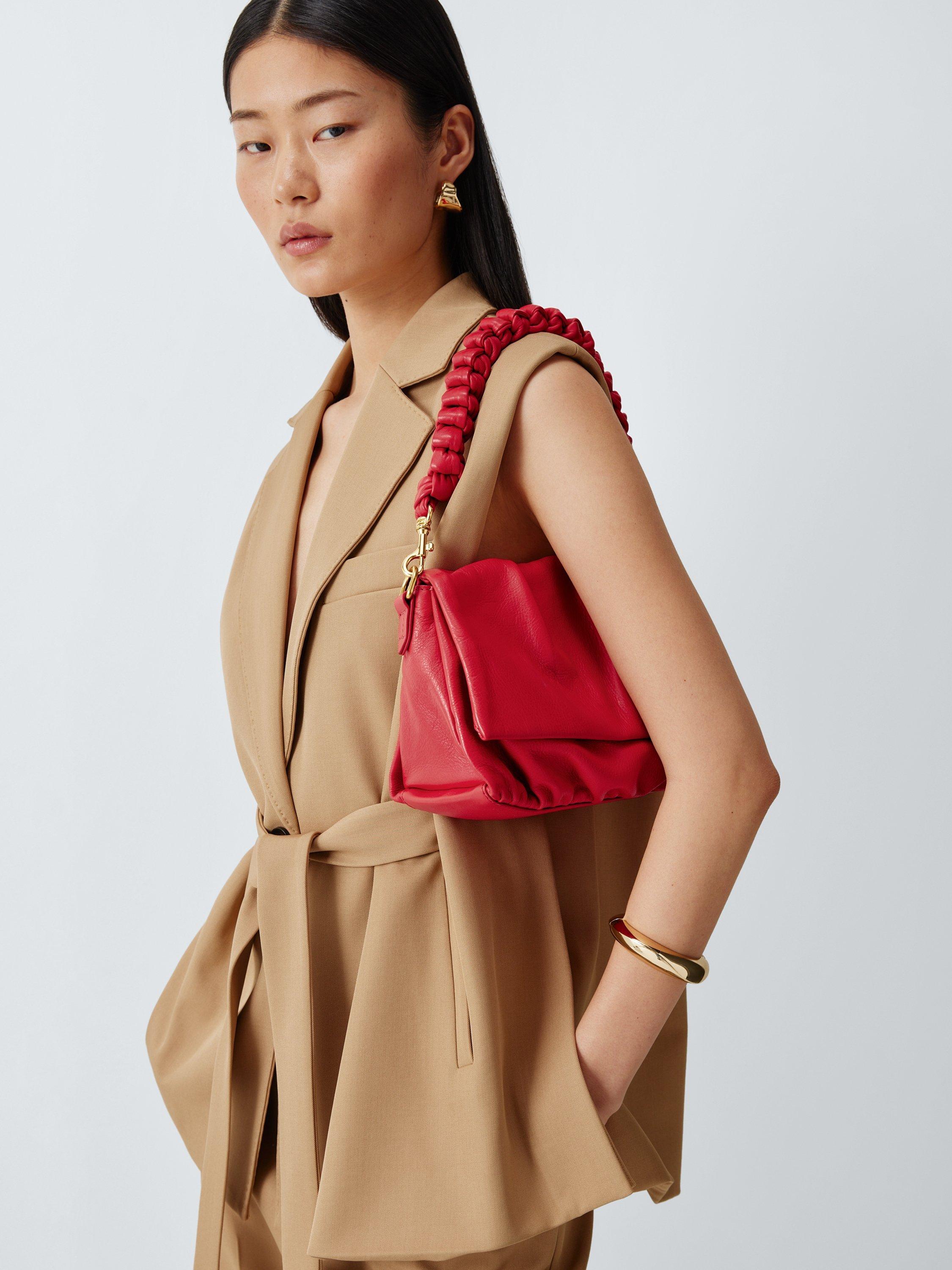 John Lewis ruched flapover leather crossbody bag, UK version