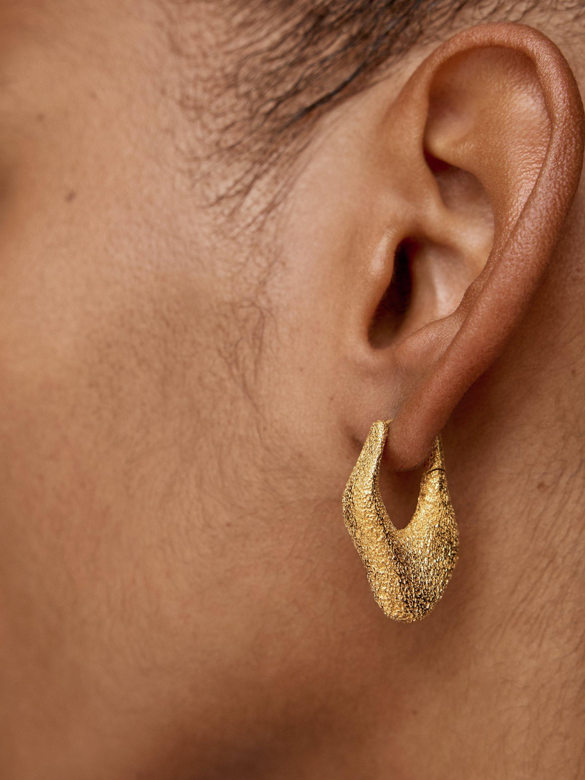 Monica Vinader Antica medium gold hoop earrings, imported from the UK
