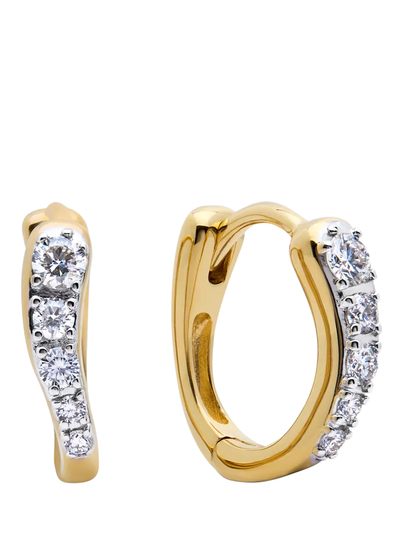 Monica Vinader diamond huggie earrings gold, UK version