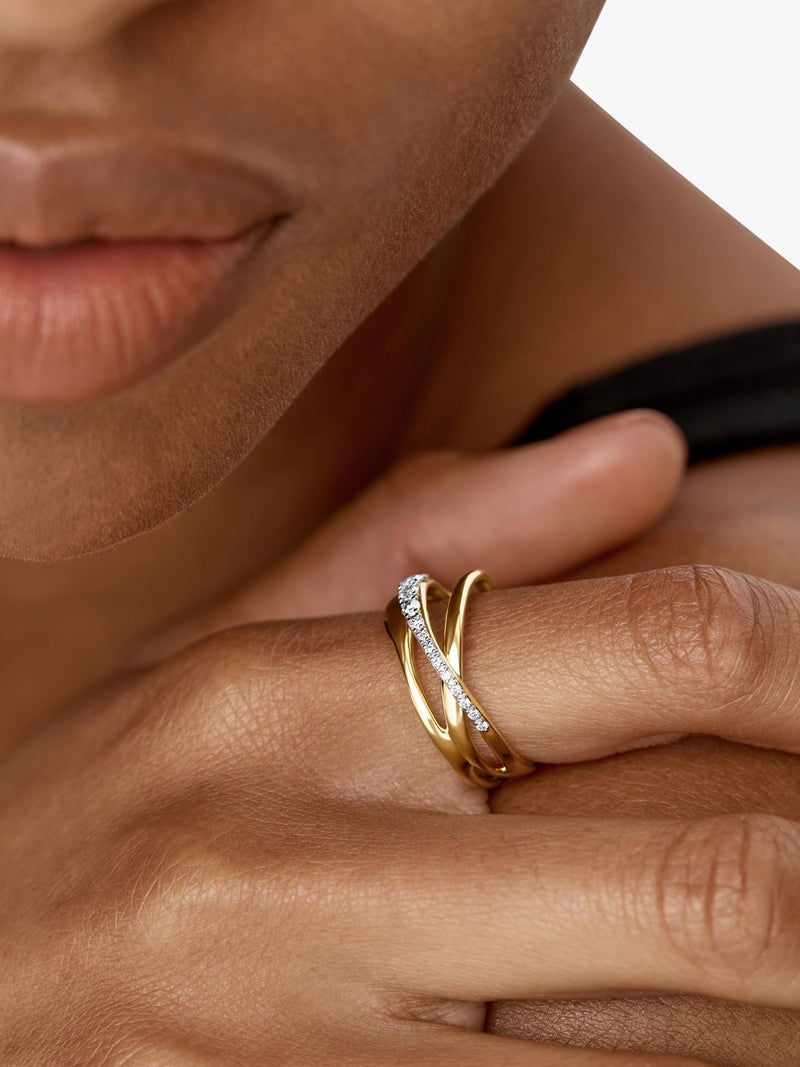Monica Vinader Nura pave diamond ring gold vermeil - British product