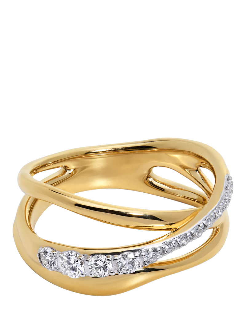 Monica Vinader Nura Pave Diamond Ring, Gold