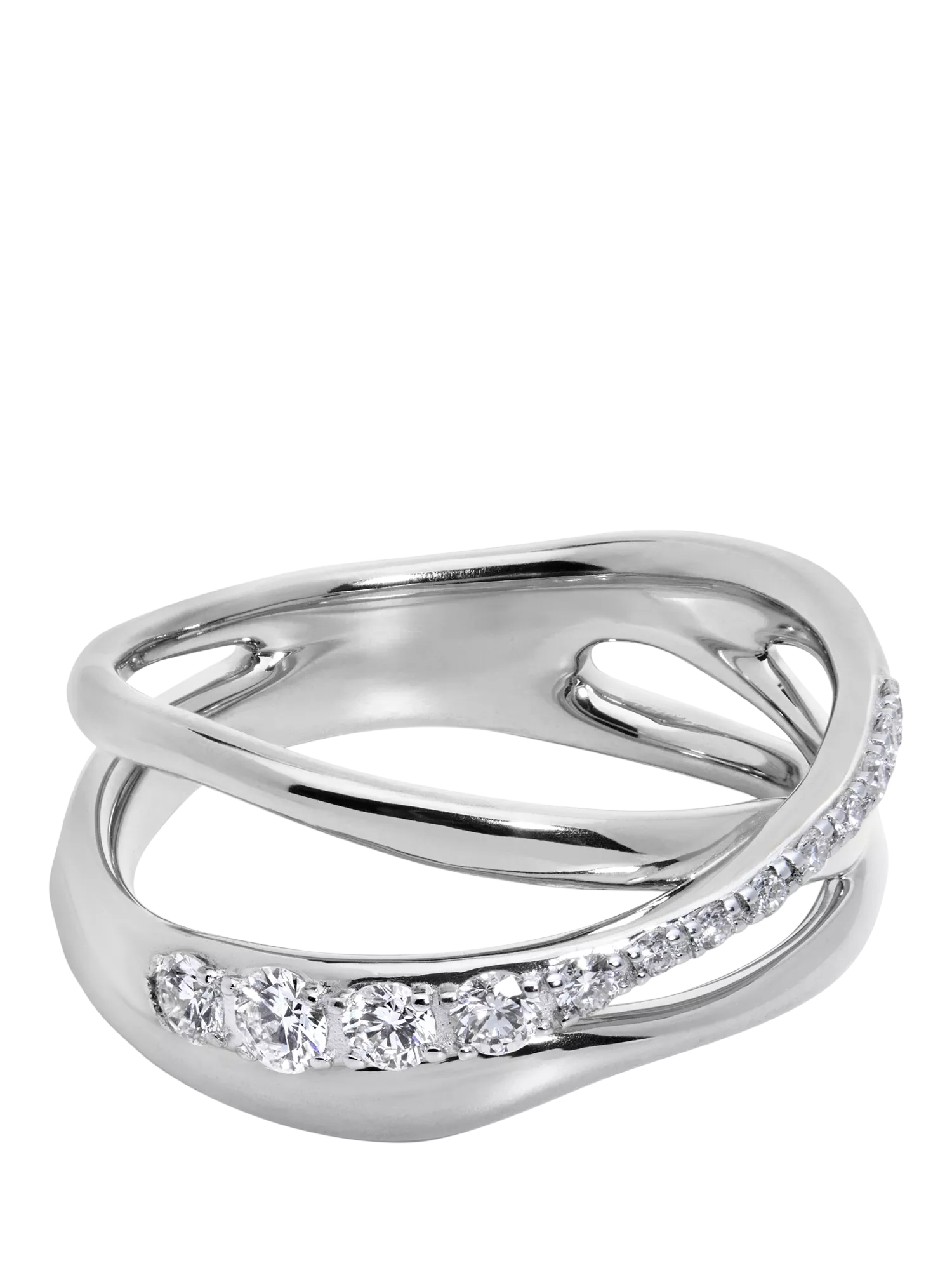 Monica Vinader Nura Pave Set Diamond Ring Silver, imported from the UK