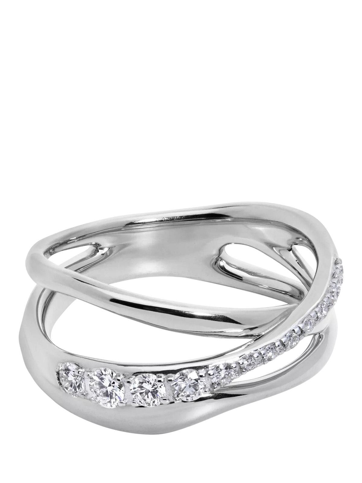 Monica Vinader Nura Pave Set Diamond Ring Silver, imported from the UK
