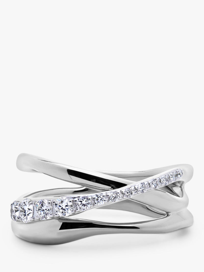 Monica Vinader Nura Pave Set Diamond Ring Silver, imported from the UK