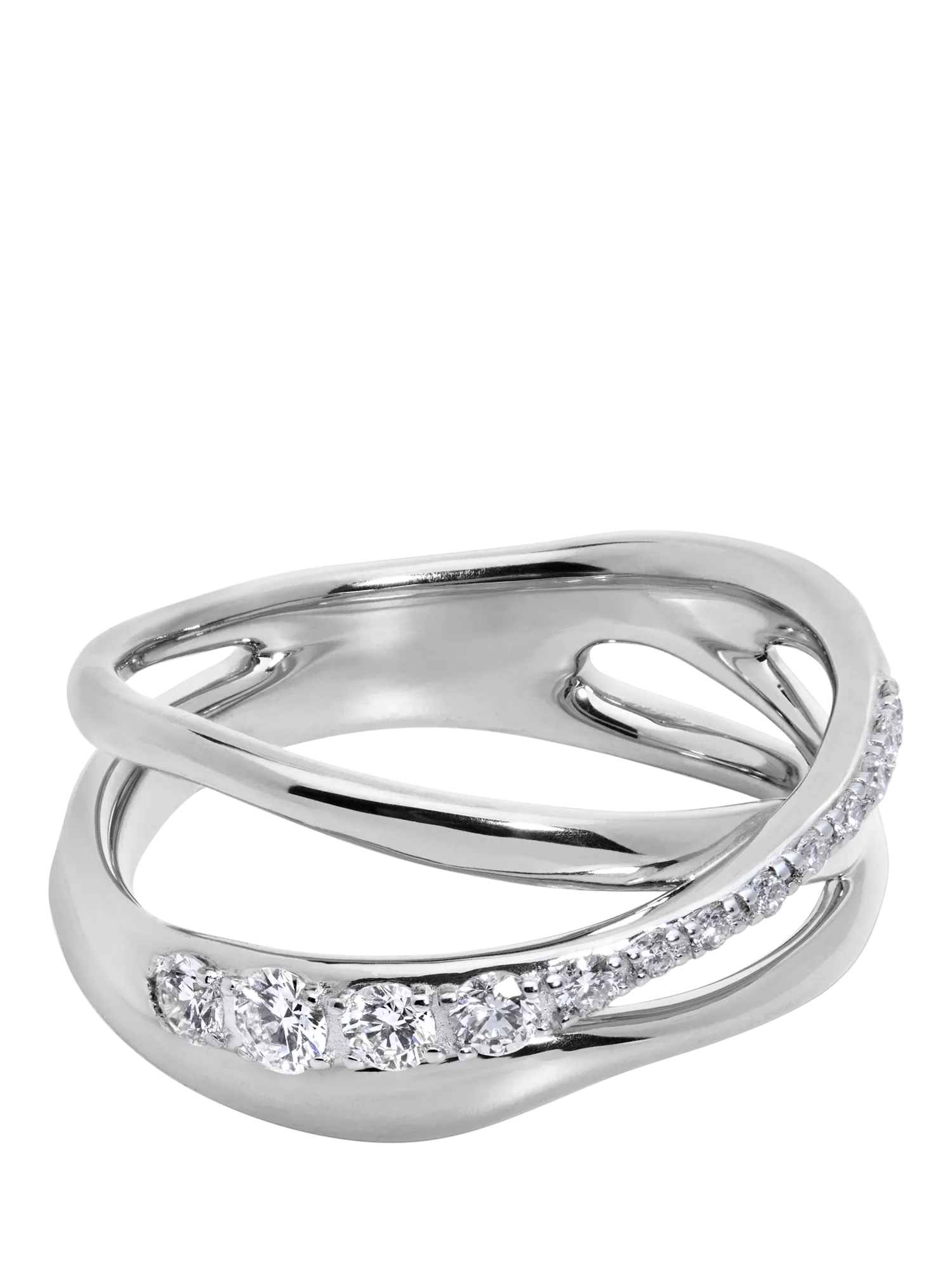 Monica Vinader Nura Pave Set Diamond Ring, Silver
