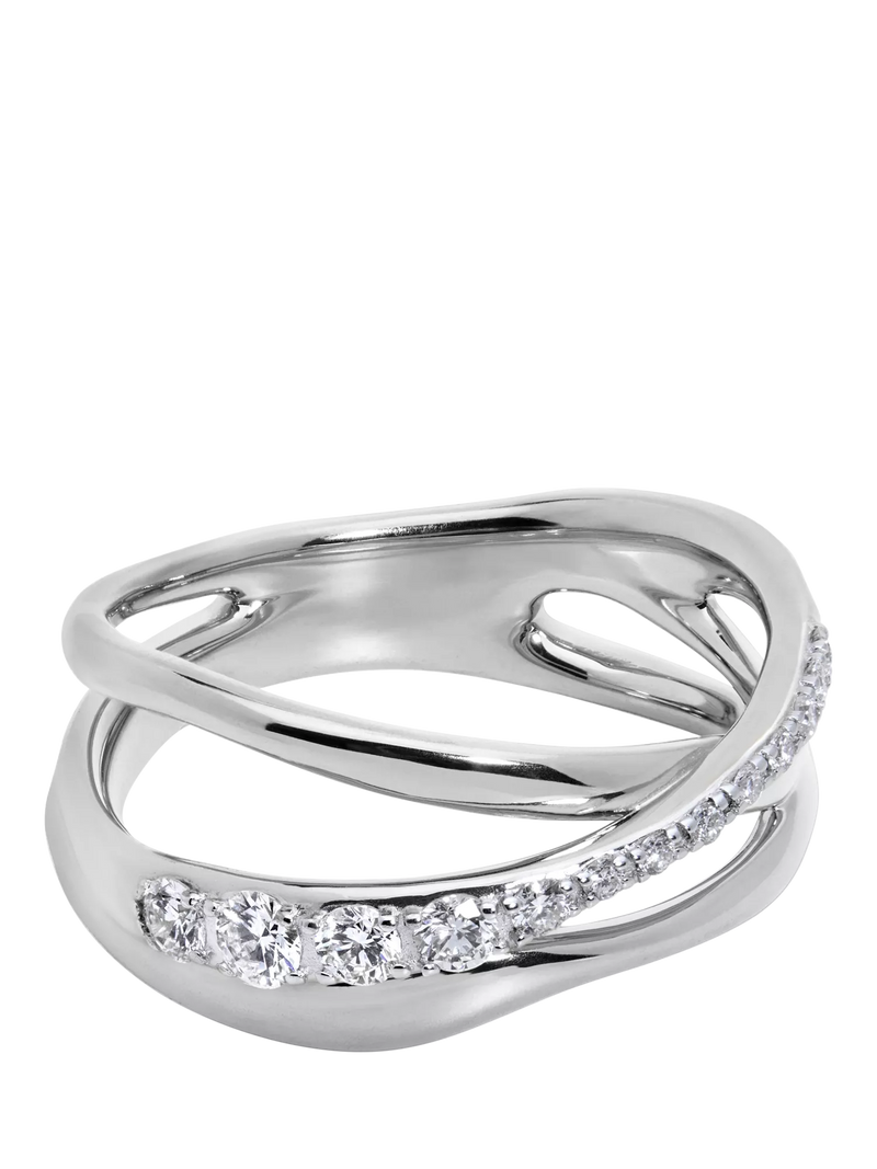 Monica Vinader Nura Pave Set Diamond Ring, Silver
