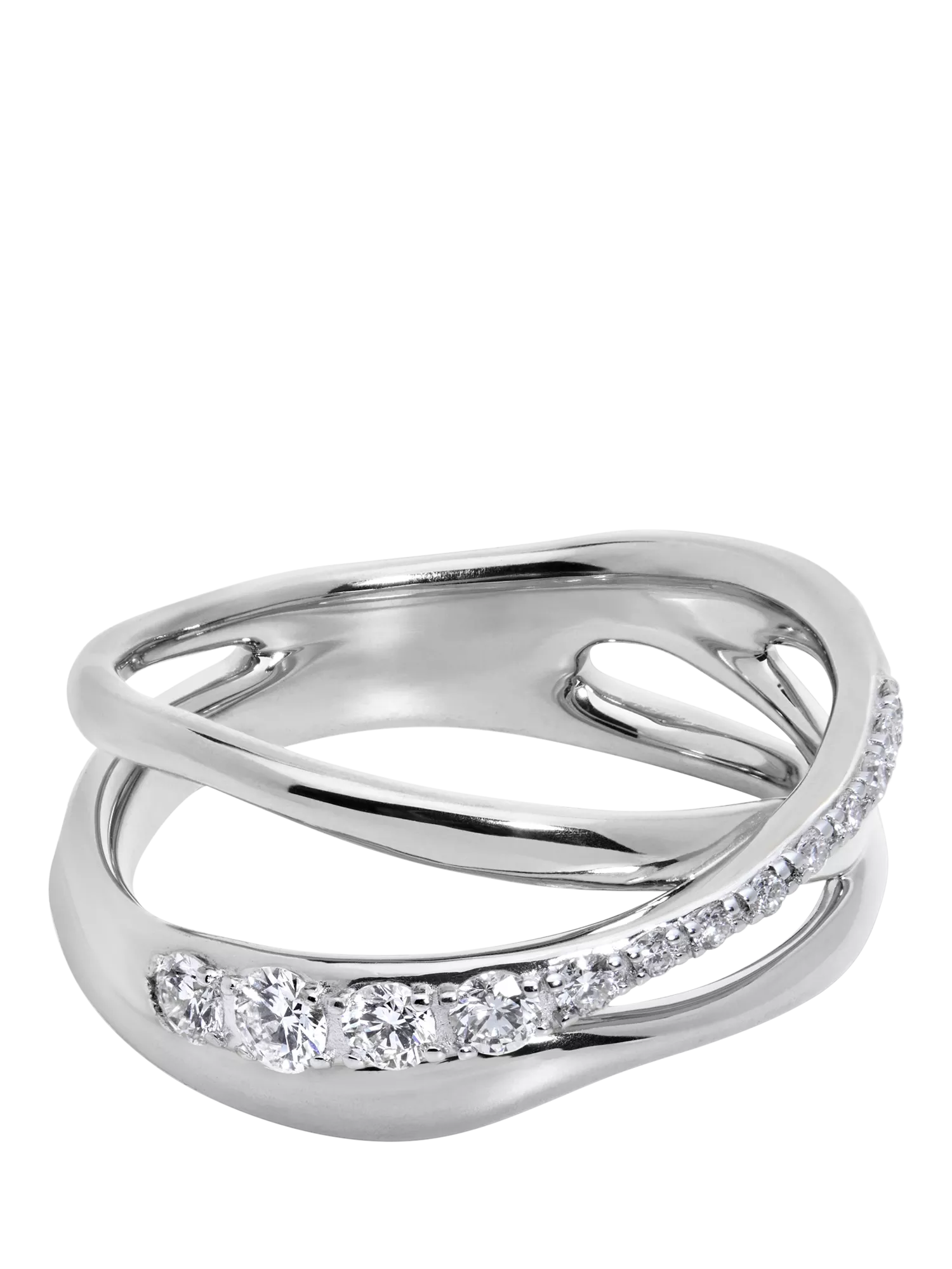 Monica Vinader Nura Pave Set Diamond Ring, Silver