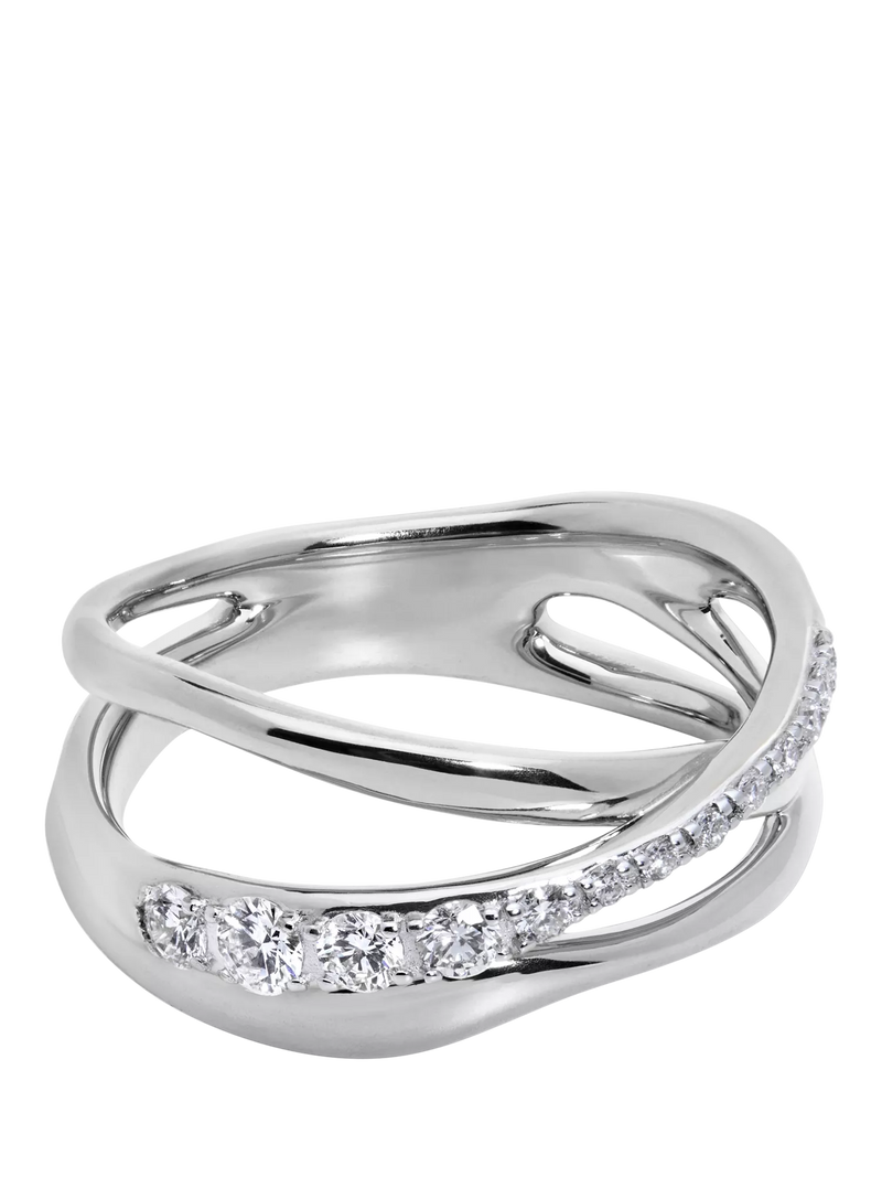Monica Vinader Nura Pave Set Diamond Ring, Silver