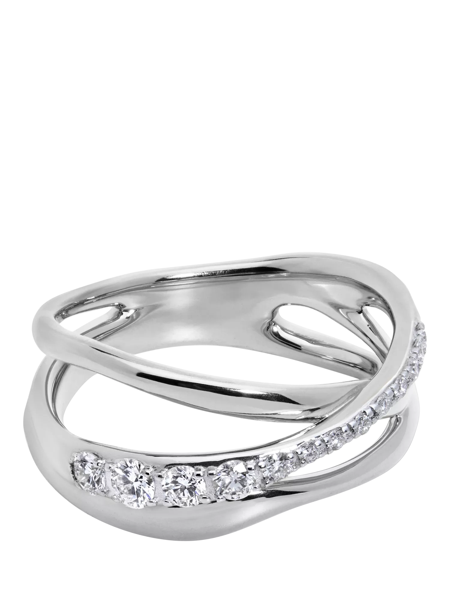 Monica Vinader Nura Pave Set Diamond Ring, Silver