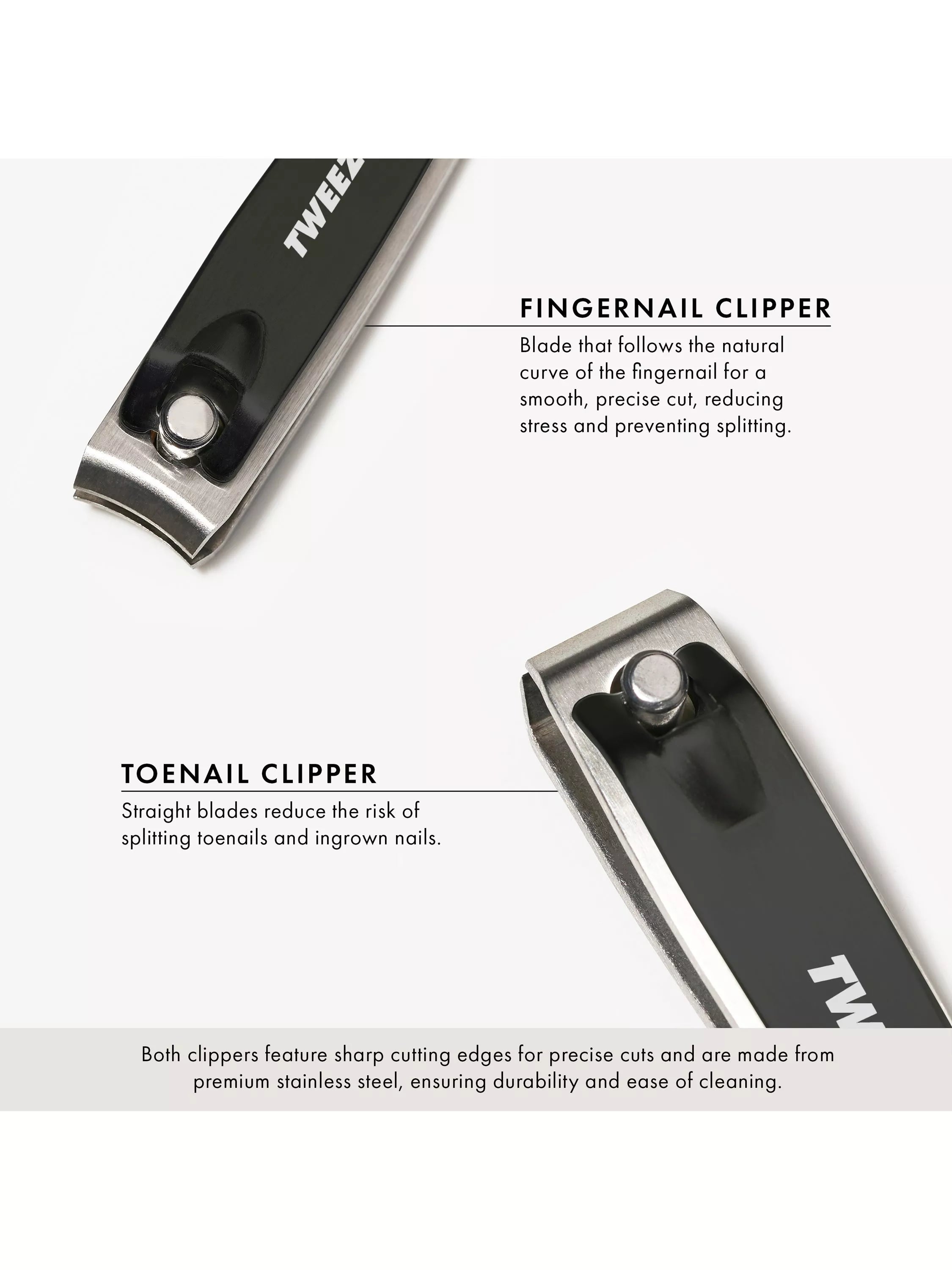 Tweezerman combo clipper set stainless steel nail care tool, imported from the UK