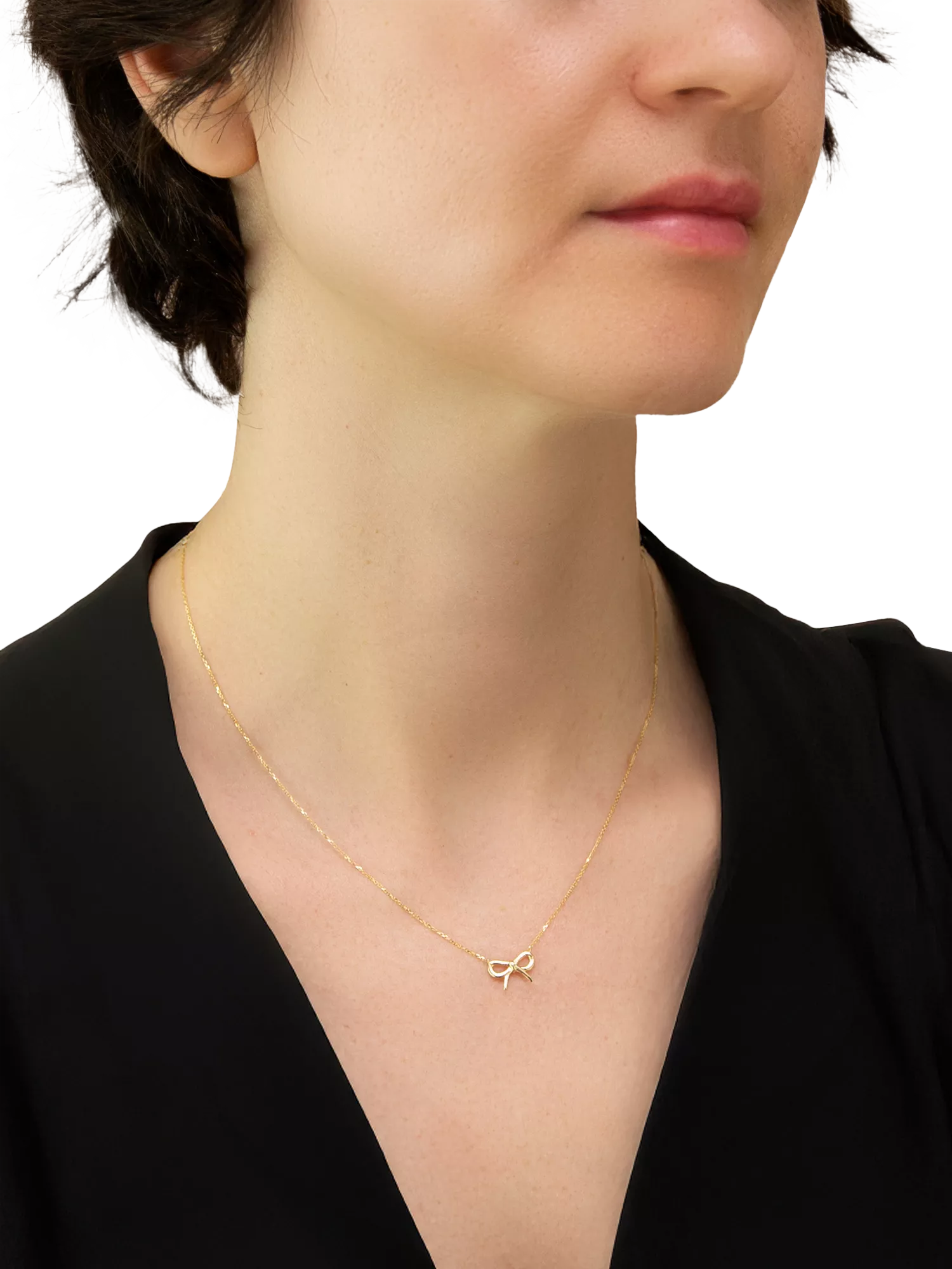 IBB 9ct gold adjustable bow necklace 41-43cm (British brand)