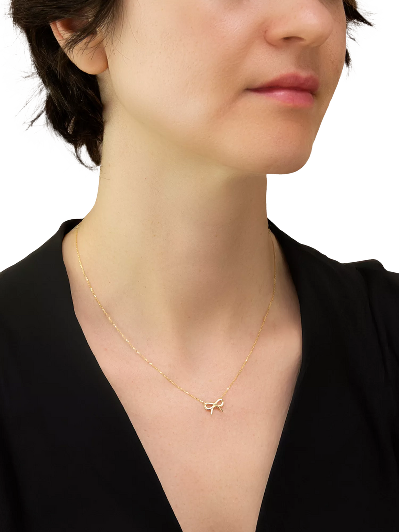 IBB 9ct gold adjustable bow necklace 41-43cm (British brand)